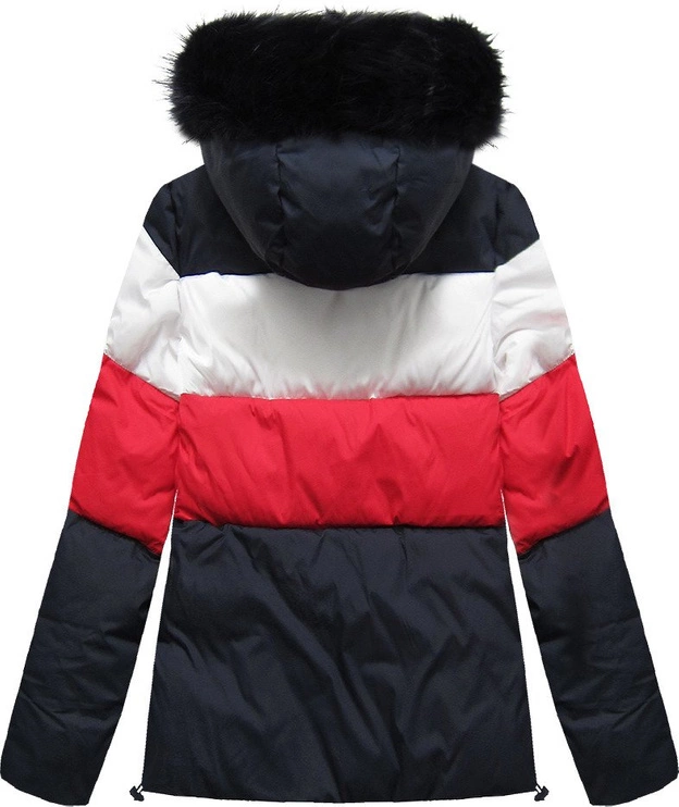 DAMSKA KRÓTKA PIKOWANA KURTKA ZIMOWA GRANATOWA (7692)