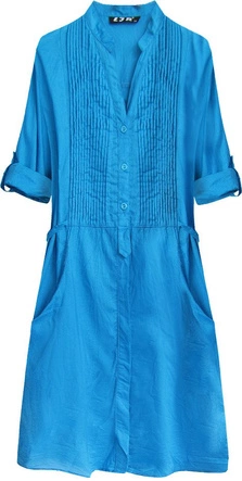 DŁUGA KOSZULA Z ZAKŁADKAMI NIEBIESKA (1032)