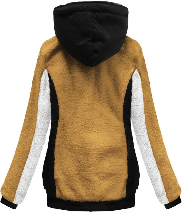 CIEPŁA BLUZA Z KAPTUREM MUSZTARDOWA (657A)