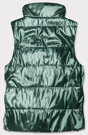 Krótka kamizelka ze stójką damska zielona (B8152-10)