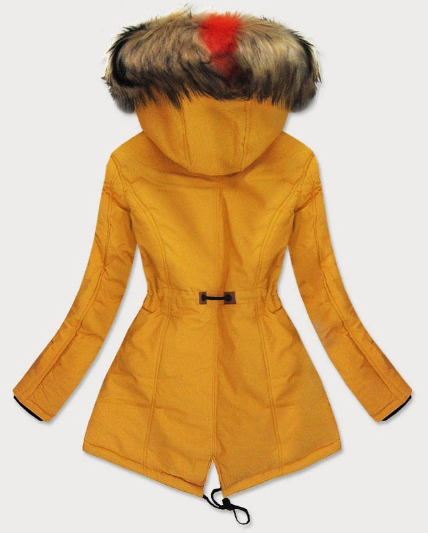 DAMSKA KURTKA ZIMOWA Z KAPTUREM ŻÓŁTA (208-1)