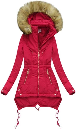 PIKOWANA KURTKA Z KAPTUREM CZERWONA (X7210WX)