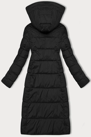 Pikowana długa kurtka zimowa damska Libland czarna (7767)