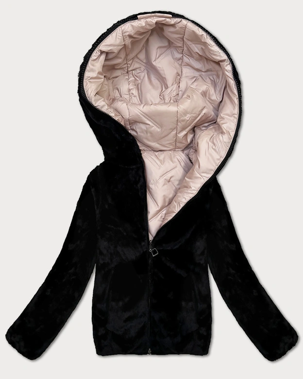 Dwustronna kurtka przejściowa damska S'West nude-czarny (B8546-5101)