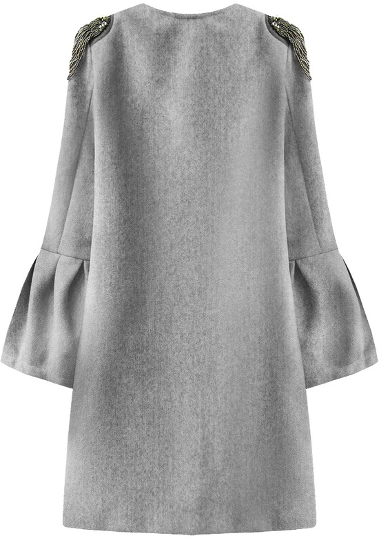 PŁASZCZ Z KORALIKAMI NA RAMIONACH JASNOSZARY (18151)