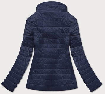 Cienka kurtka damska z dzianinowymi wstawkami granatowa (rqw-7013)