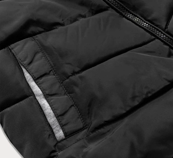 KRÓTKA KURTKA ZIMOWA DAMSKA Z KAPTUREM CZARNA (717ART)