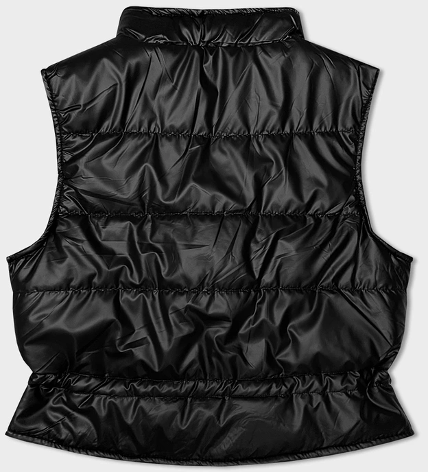 Krótka kamizelka damska z okrągłym dekoltem S'West czarna (B8178-1)