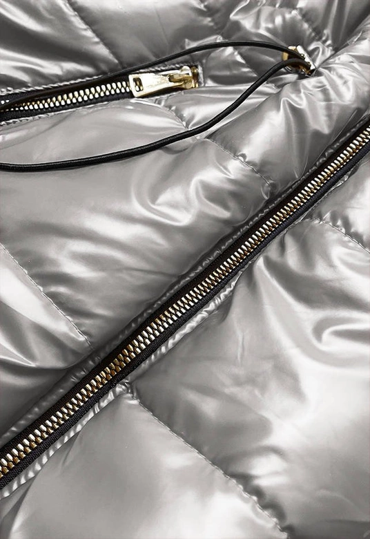 Błyszcząca kamizelka z kapturem grafitowa (b9733-70)