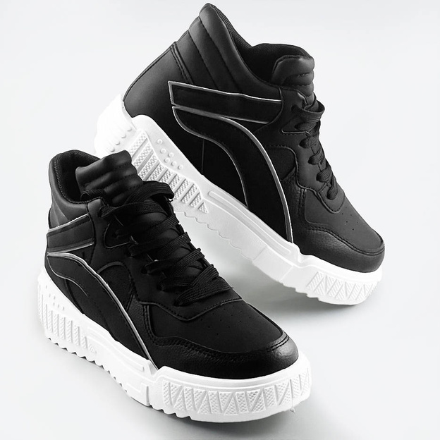Damskie wyższe buty sportowe czarne (sg-139)