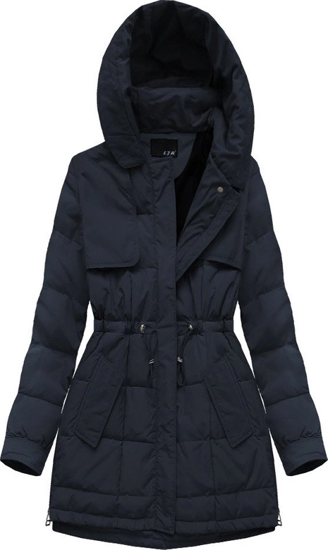 PIKOWANA KURTKA Z PUCHEM NATURALNYM GRANATOWA (8081)