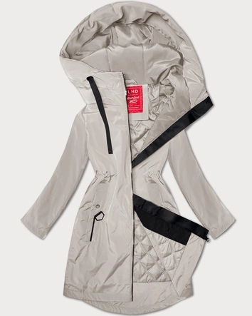 Lekko ocieplana kurtka damska z kapturem LHD jasny beżowy (LHD-24589)