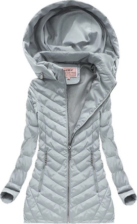 PIKOWANA KURTKA Z KAPTUREM SZARA (W620)