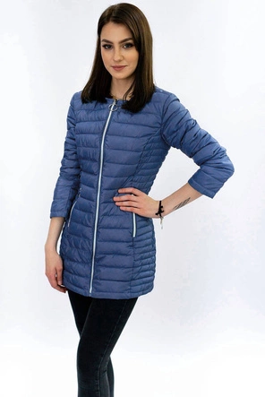 DŁUGA PIKOWANA KURTKA NIEBIESKA (21810)
