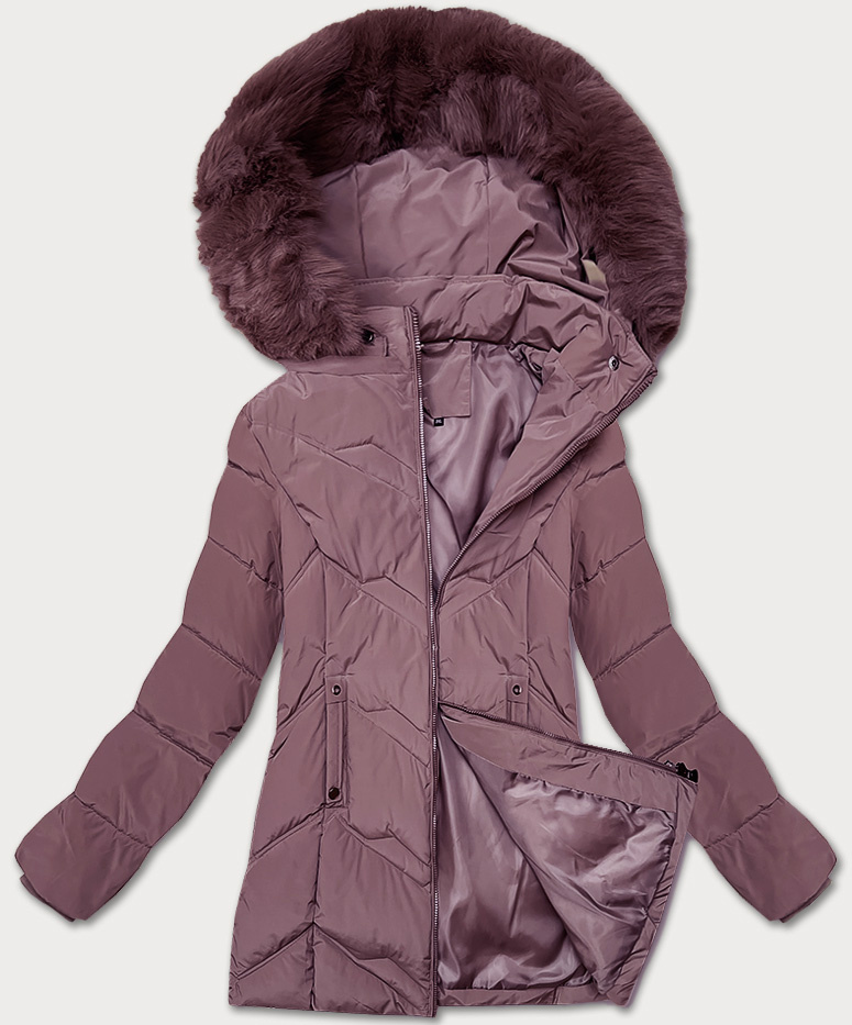 Kurtka zimowa damska plus size z kapturem S'west fioletowa (B8300-71)