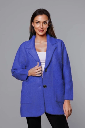 Krótka wełniana narzutka alpaka chabrowa (7108-1)