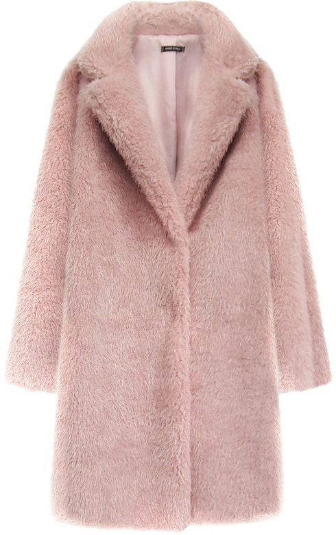 FUTRZANY PŁASZCZYK Z KIESZENIAMI RÓŻOWY (461ART)