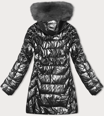 Taliowana kurtka zimowa z kapturem J Style grafitowa (16M9122-105)