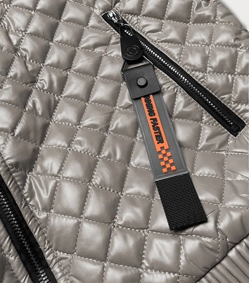 Krótka kurtka pikowana ze ściągaczami beżowa (7261)