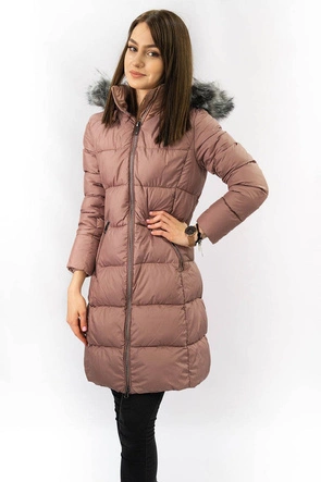 Damska zimowa pikowana kurtka antyczny róż (7701)