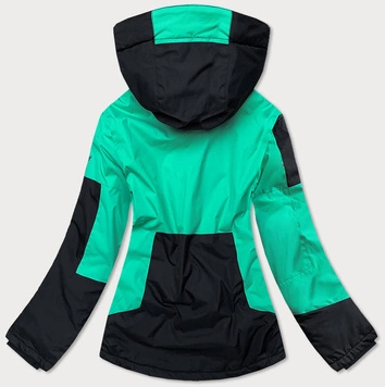DAMSKA KURTKA ZIMOWA Z PASEM ŚNIEŻNYM ZIELONO-CZARNA (B2392)