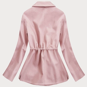 Luźny krótki płaszcz damski różowy (2727)