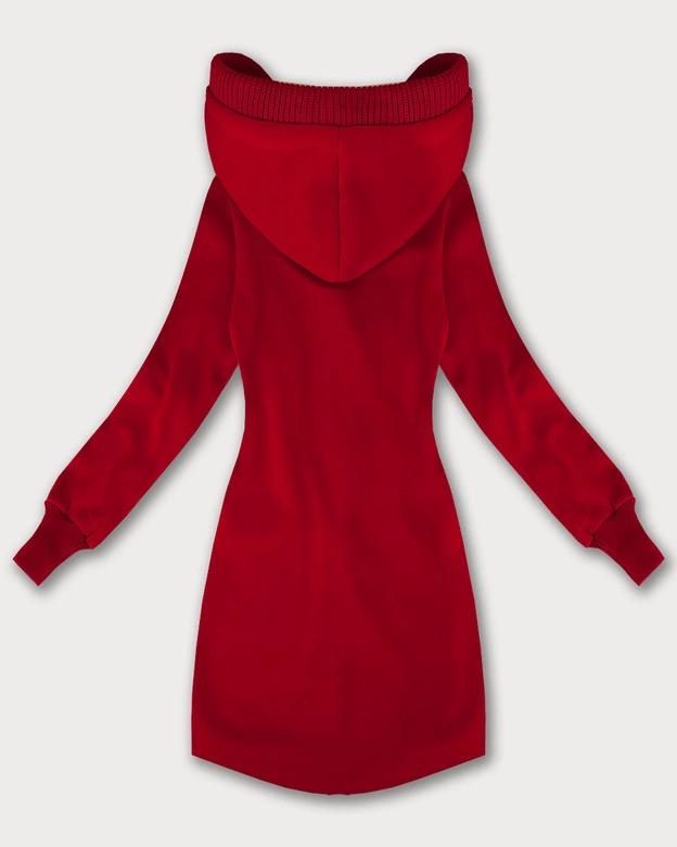 Damska bluza ze swetrowymi wstawkami LHD czerwona (AMG-172A)