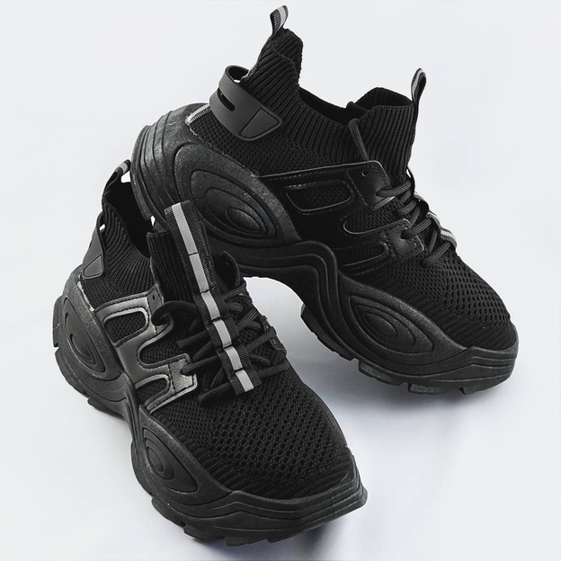 Tekstylne sneakersy damskie czarne (ra16)