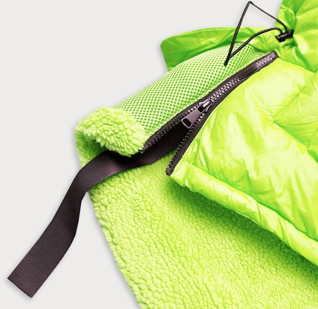 KRÓTKA ZIMOWA KURTKA DAMSKA Z KAPTUREM NEONOWO ŻÓŁTA (JIN211)