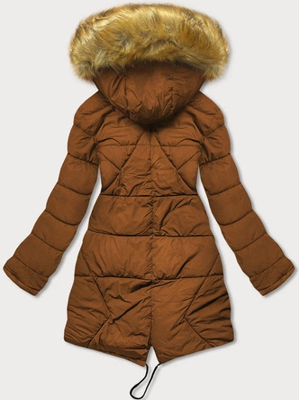 Dwustronna zimowa kurtka damska czarno-karmelowa (m-136)