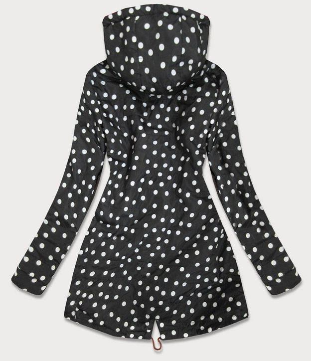 DWUSTRONNA PARKA DAMSKA Z KAPTUREM KARMELOWA W KROPKI (W354-1BIG)