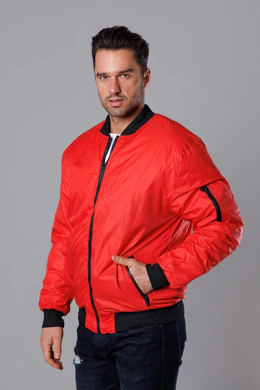 Męska kurtka bomberka z pikowaną podszewką czerwona (AK95-5)