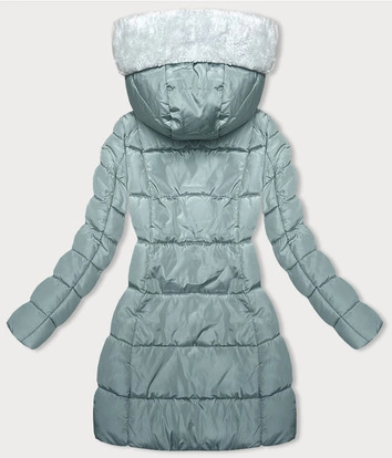 Zimowa kurtka z kapturem miętowa (2M-231)