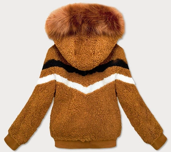 DWUSTRONNA KRÓTKA KURTKA DAMSKA ZIMOWA MUSZTARDOWA (H1032-37)