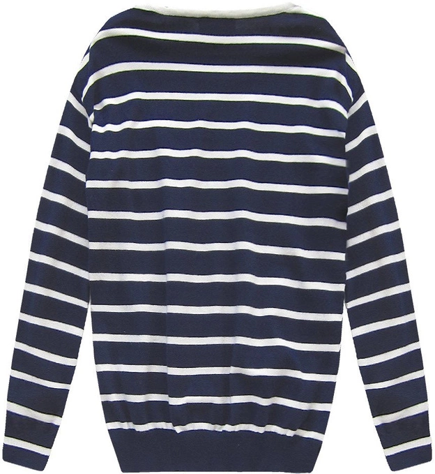 SWETER W PASKI GRANATOWO-BIAŁY (P010)