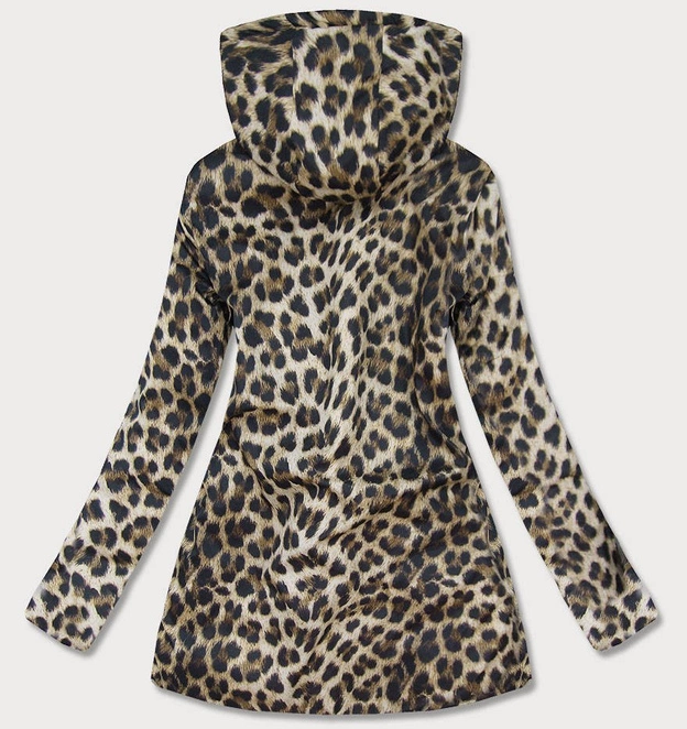 DWUSTRONNA KURTKA DAMSKA Z KAPTUREM CZARNA W PANTERKĘ (W352)