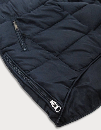 DAMSKA PIKOWANA ZIMOWA KURTKA Z KAPTUREM GRANATOWA (X859X)