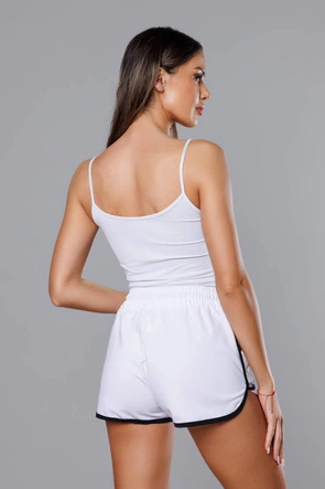 Damskie szorty z kontrastową lamówką białe (8K208-1)