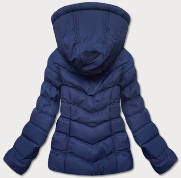 Krótka puchowa kurtka zimowa damska granatowa (5m726-215)