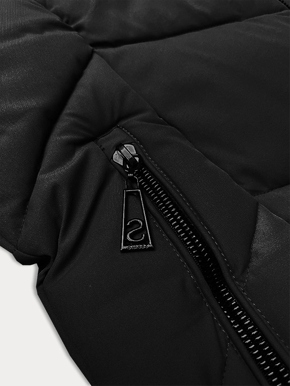 Kurtka zimowa damska plus size do połowy uda S'west czarna (B8306-1)