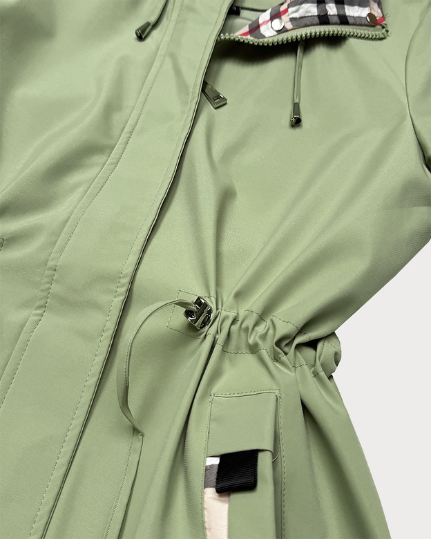 Damska kurtka z wykończeniem w kratkę Goodlookin khaki (KK60411-3#)