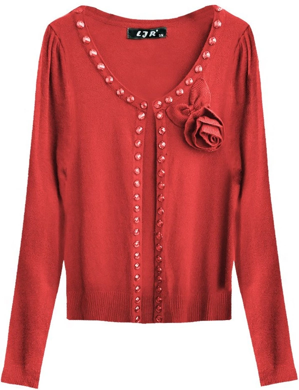 KRÓTKI SWETEREK Z CYRKONIAMI CZERWONY (1524)