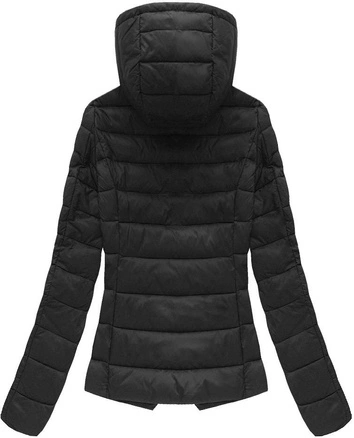 PIKOWANA KURTKA Z KAPTUREM CZARNA (7132)