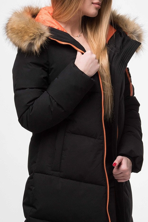 PROSTY PŁASZCZ ZIMOWY DAMSKI Z KAPTUREM CZARNY (J9-007)