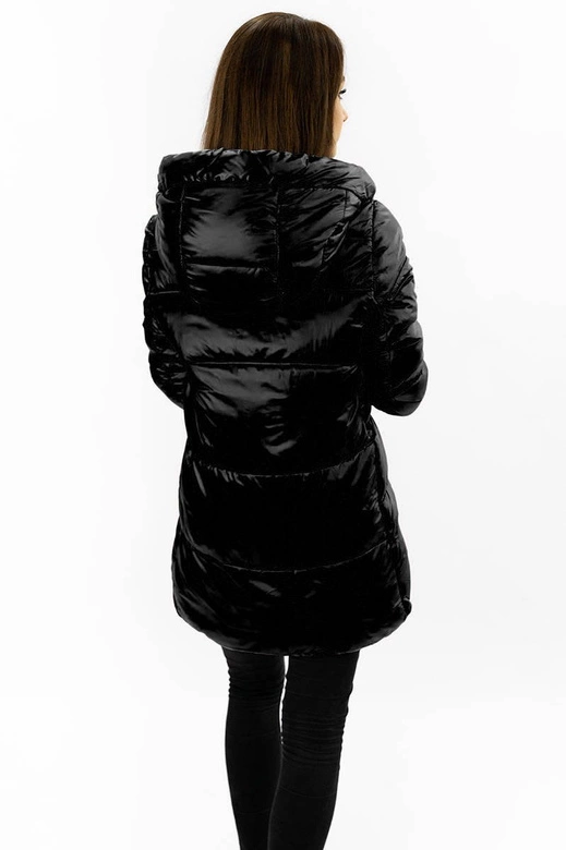 ASYMETRYCZNA DAMSKA KURTKA PIKOWANA CZARNA (7658)