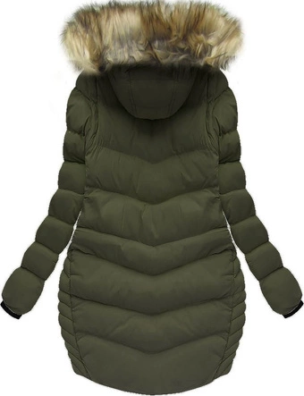 ASYMETRYCZNA KURTKA/BEZRĘKAWNIK Z KAPTUREM KHAKI (W816)