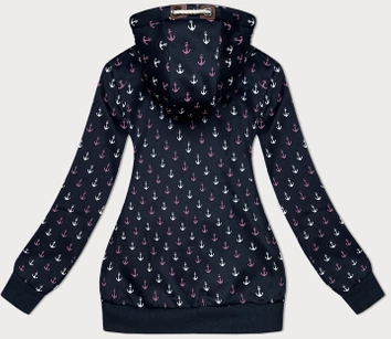 Ciepła rozpinana bluza w kotwice ciemny granat (2307)