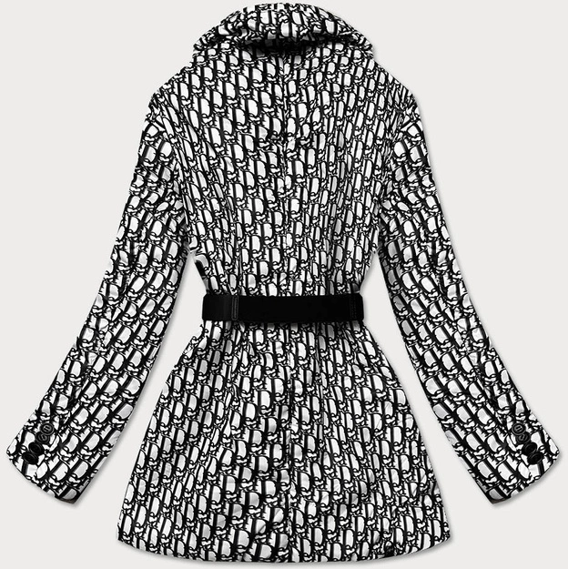 Lekka kurtka damska z paskiem biała (omdl015)