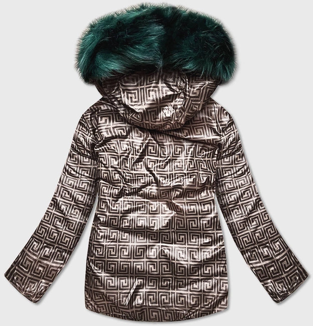 DWUSTRONNA KURTKA DAMSKA ZIMOWA ZIELONO-BEŻOWA (HS-806)