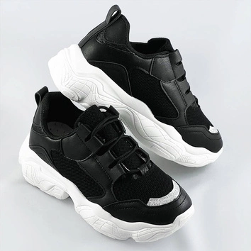 Sznurowane sneakersy damskie czarne (172)